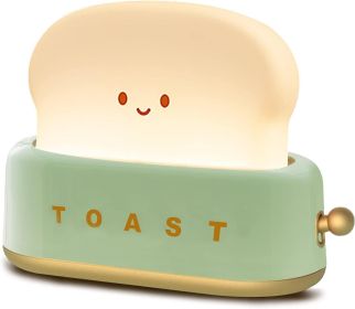 Desk Decor Toaster Lamp, Rechargeable Small Lamp with Smile Face Toast Bread Cute Toaster Shape Room Decor Night Light for Bedroom, Bedside