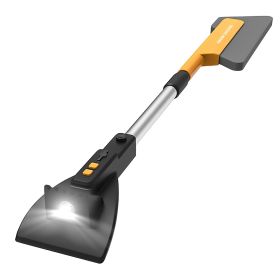 1Pc 3 In 1 Car Snow Removal Shovel With Lights Car Snow Removal Tool Telescopic Windshield Ice Scraper Snow Brush Shovel (Option: Black)
