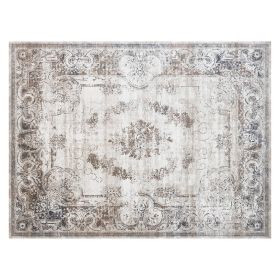 8x10 Boho Area Rug, Machine Washable Carpet For Living Room, Bedroom, Dining Room, Kitchen, Home Office, Brown (Option: BROWN)